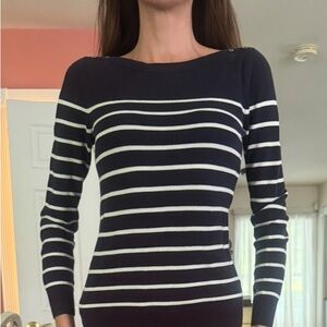 Tommy Hilfiger Navy striped sweater. Perfect for your fall wardrobe. Cozy.